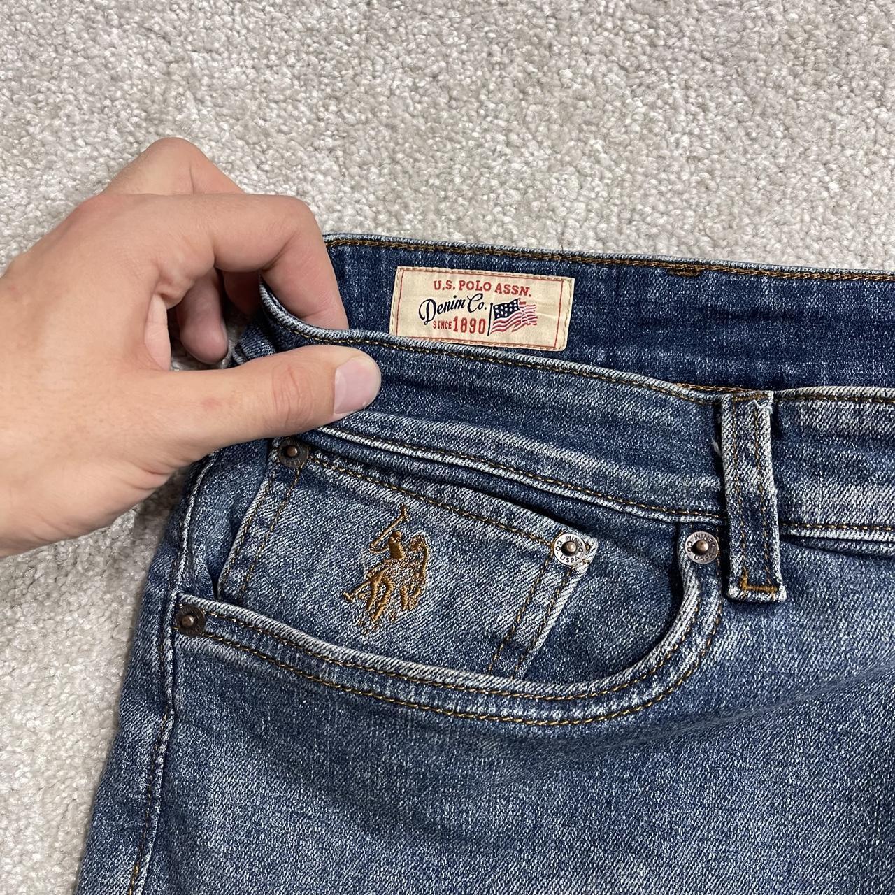 Y2K bootcut jeans U.S. Polo Assn blue Loose boot fit jeans, belt loops and logos