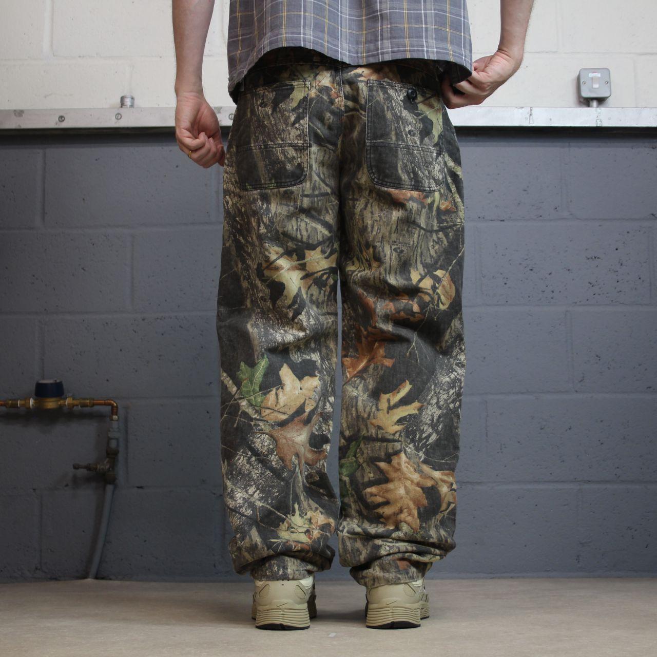 Cabela’s Mossy Oak camo jeans W32L34 khaki 5 pocket straight fit camouflage hunting style pants