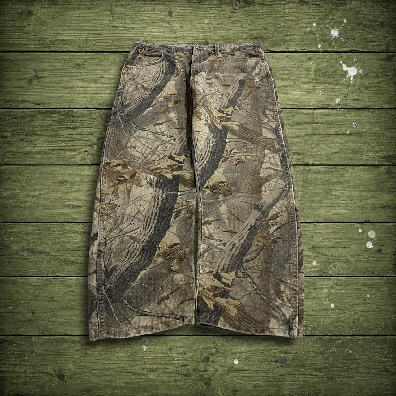 Wrangler Realtree camo jeans y2k khaki Straight leg hardwoods Realtree forest camouflage pants