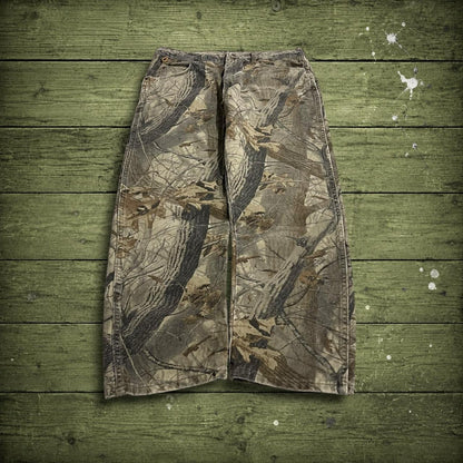 Wrangler Realtree camo jeans y2k khaki Straight leg hardwoods Realtree forest camouflage pants
