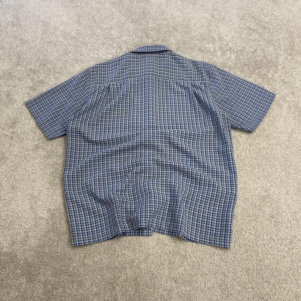 North Face checkered short sleeve shirt blue TNF Festival style surf check shirt
