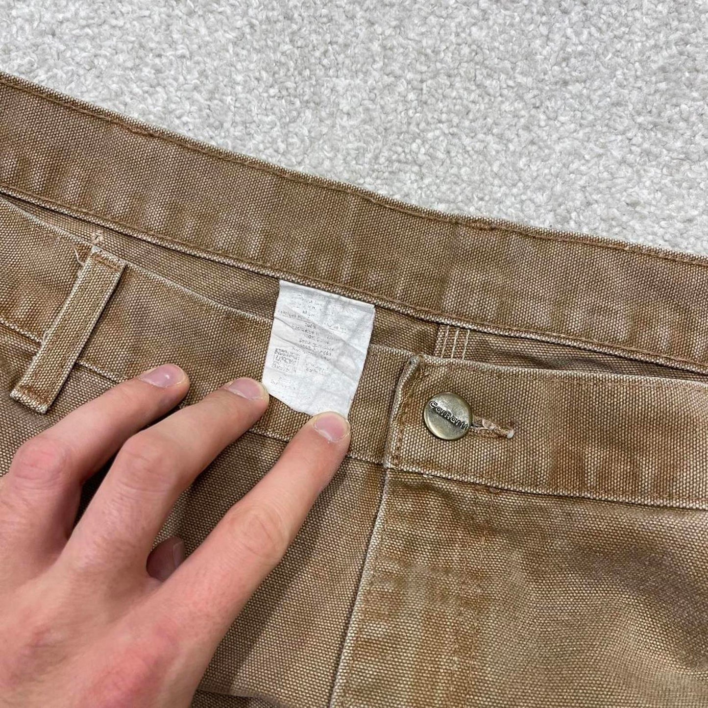 Baggy Carhartt carpenter jeans W38L30 loose wide leg 90s skater style canvas cargo pants 100% cotton