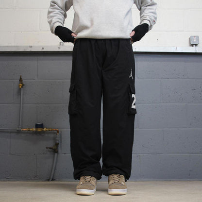 Black baggy Nike air Jordan trackies Large loose y2k floaty leg joggers embroidered gym wear bottoms
