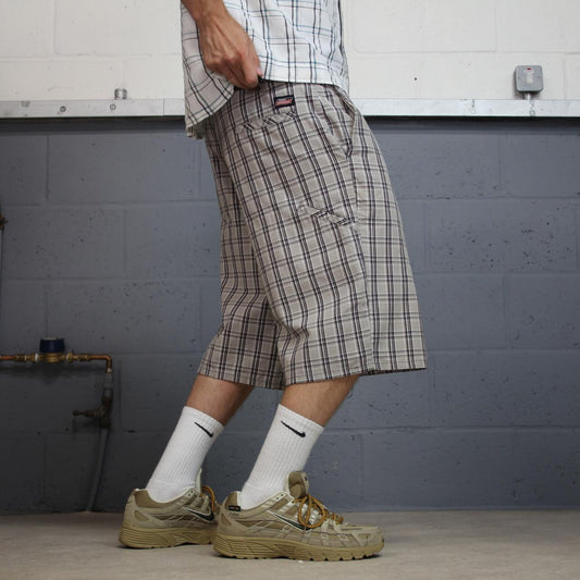 Dickies baggy checkered chino shorts carpenter grey Chino skater / surf check shorts loose festival