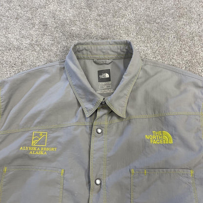North Face technical short sleeve shirt grey TNF festival style button down summer shirt