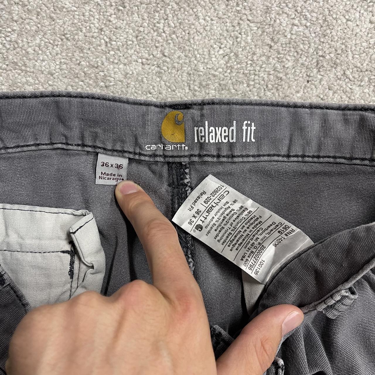 Carhartt double knee cargo jeans grey W36L36 relaxed fit canvas workwear skater pants