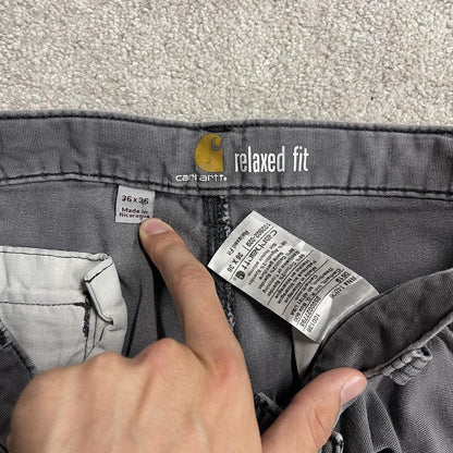 Carhartt double knee cargo jeans grey W36L36 relaxed fit canvas workwear skater pants