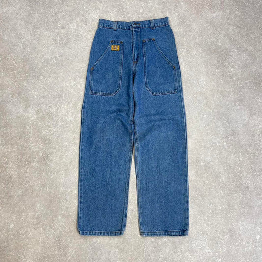 Y2k skate jeans Kids size 11 (W26L28) hip hop style Unison carpenter pants blue casual denim