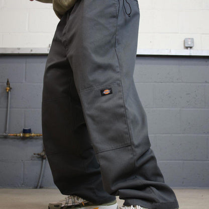 Y2k baggy fit Dickies double knee work pants grey Loose wide-leg chino style skate trousers