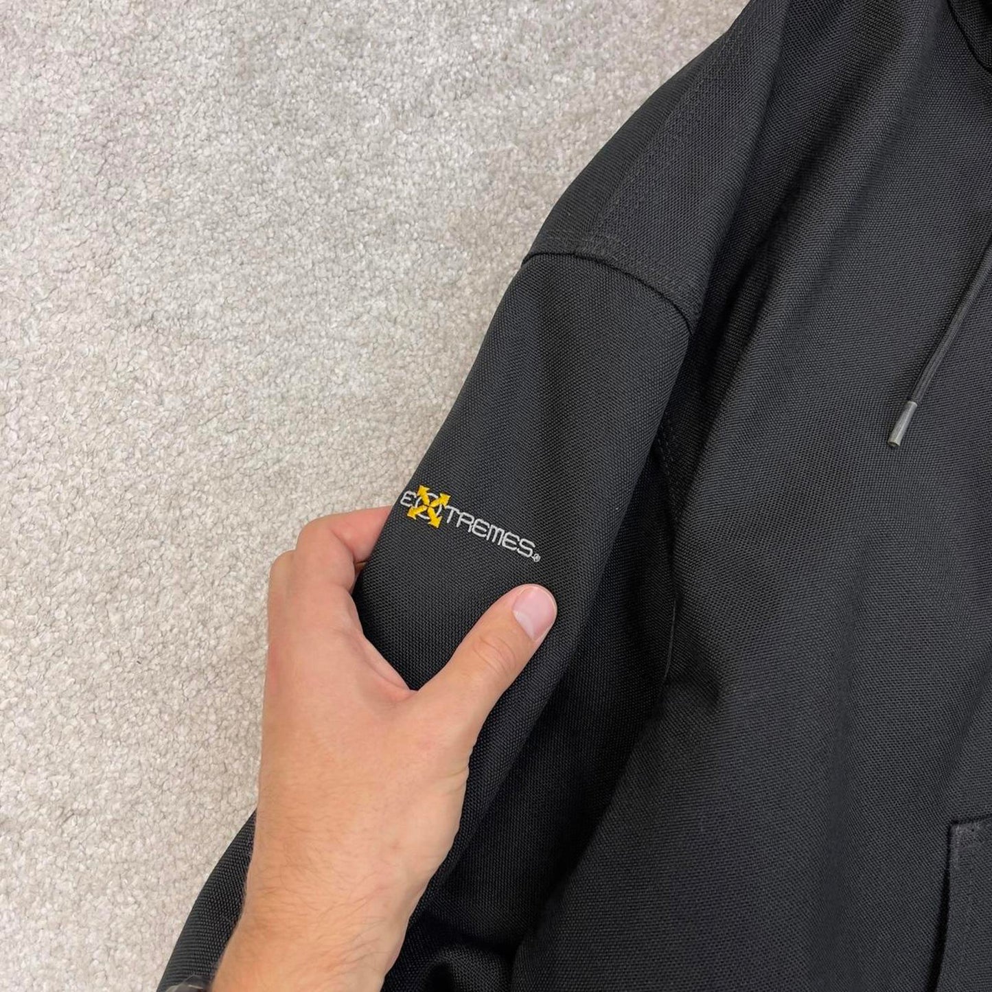 Black hooded Carhartt active jacket L 90s style canvas skater bomber