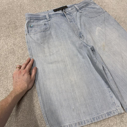 Southpole baggy denim shorts long y2k blue Long wide leg skater surf shorts summer