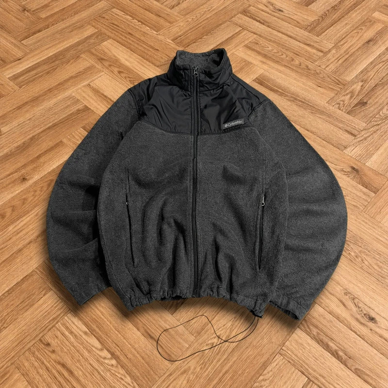 Y2K Columbia technical fleece m men’s grey full zip up autumn adjustable waist