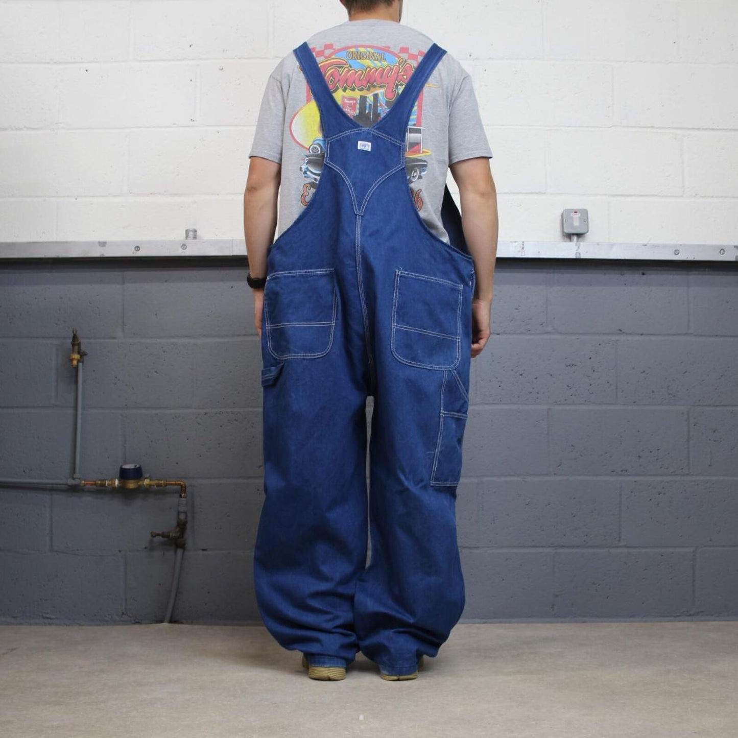Baggy denim Dungarees vintage overalls blue Liberty workwear bib & brace utility