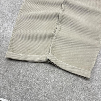 LL Bean baggy pleated corduroy pants beige Wide wale chunky jumbo cord trousers preppy