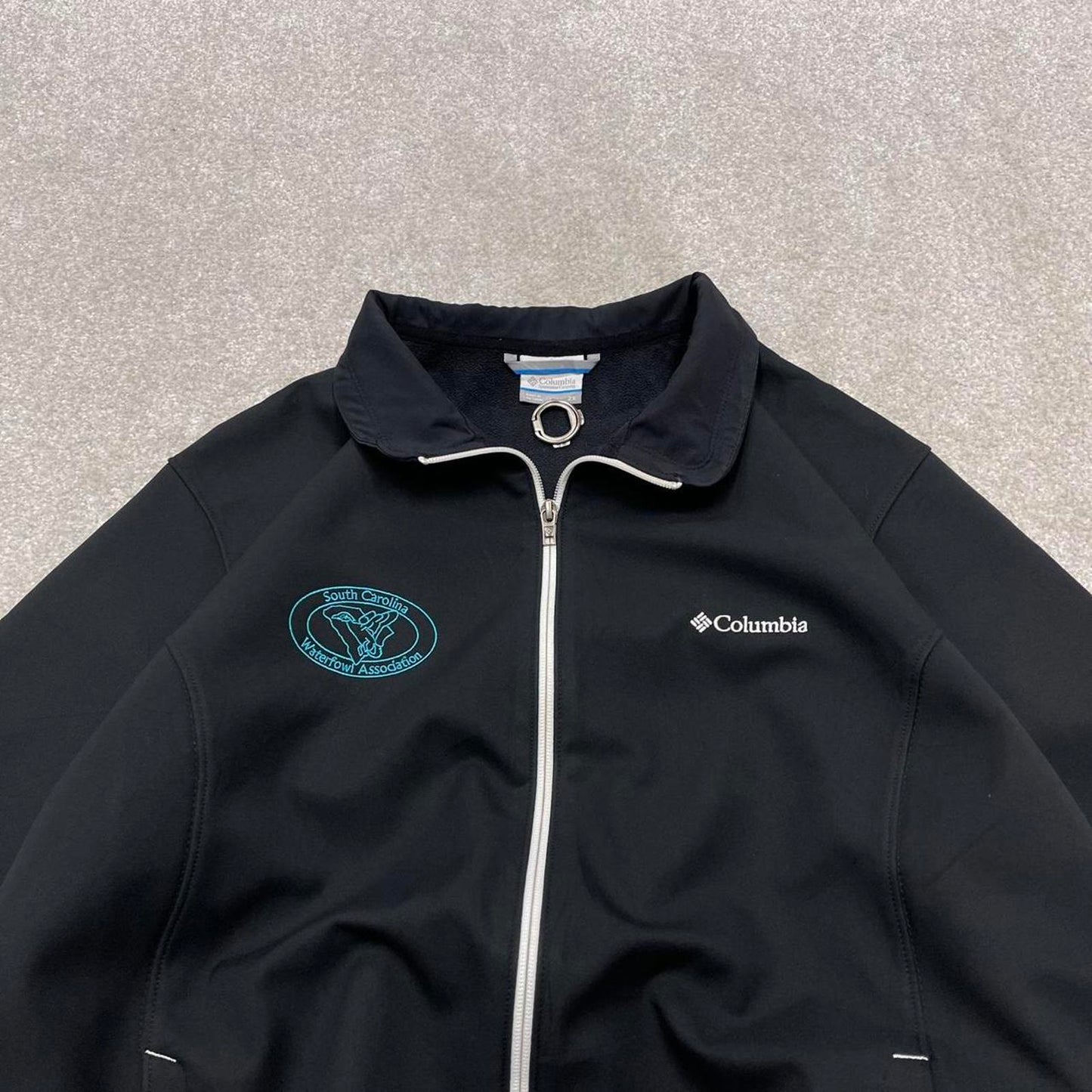 00s Columbia windbreaker jacket y2k style 2XL women's black full zip soft shell coat technical