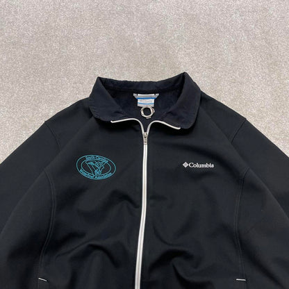 00s Columbia windbreaker jacket y2k style 2XL women's black full zip soft shell coat technical