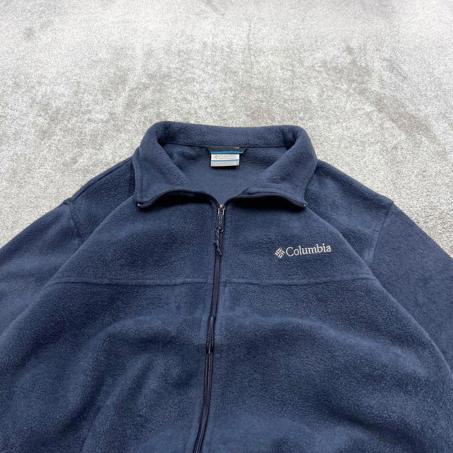00s Columbia technical fleece XL men's navy full zip up y2k style autumn adjustable waist