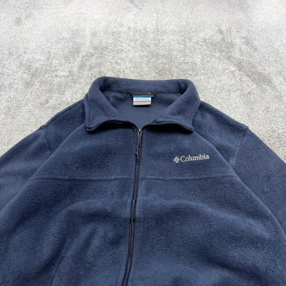 00s Columbia technical fleece XL men's navy full zip up y2k style autumn adjustable waist