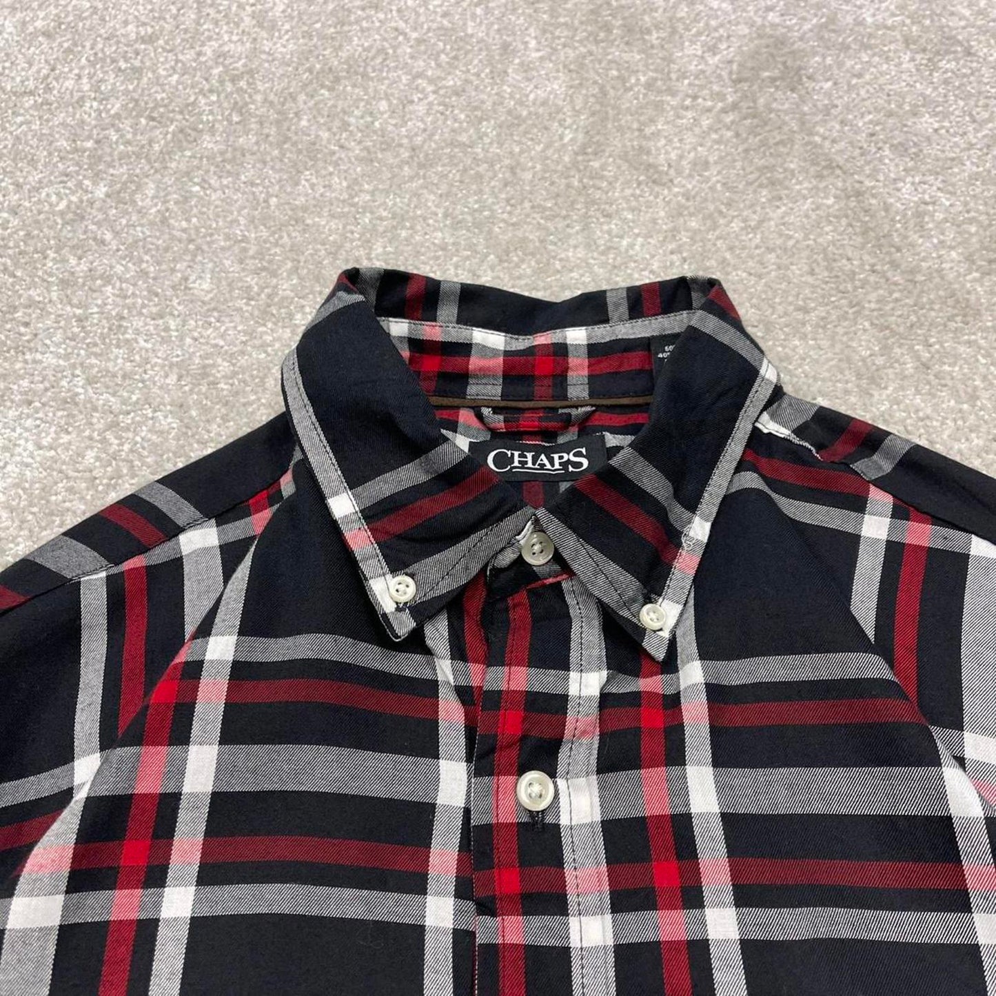 Y2K CHAPS checkered plaid shirt black Long sleeve check button down