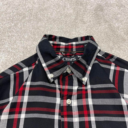 Y2K CHAPS checkered plaid shirt black Long sleeve check button down