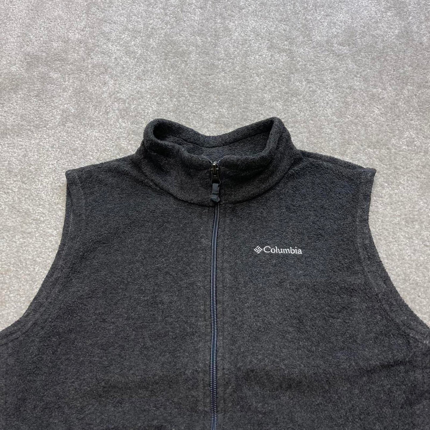 Grey Columbia technical fleece gilet XL women's y2k style full zip up autumn