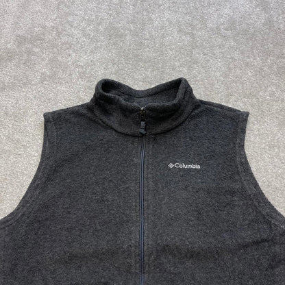Grey Columbia technical fleece gilet XL women's y2k style full zip up autumn