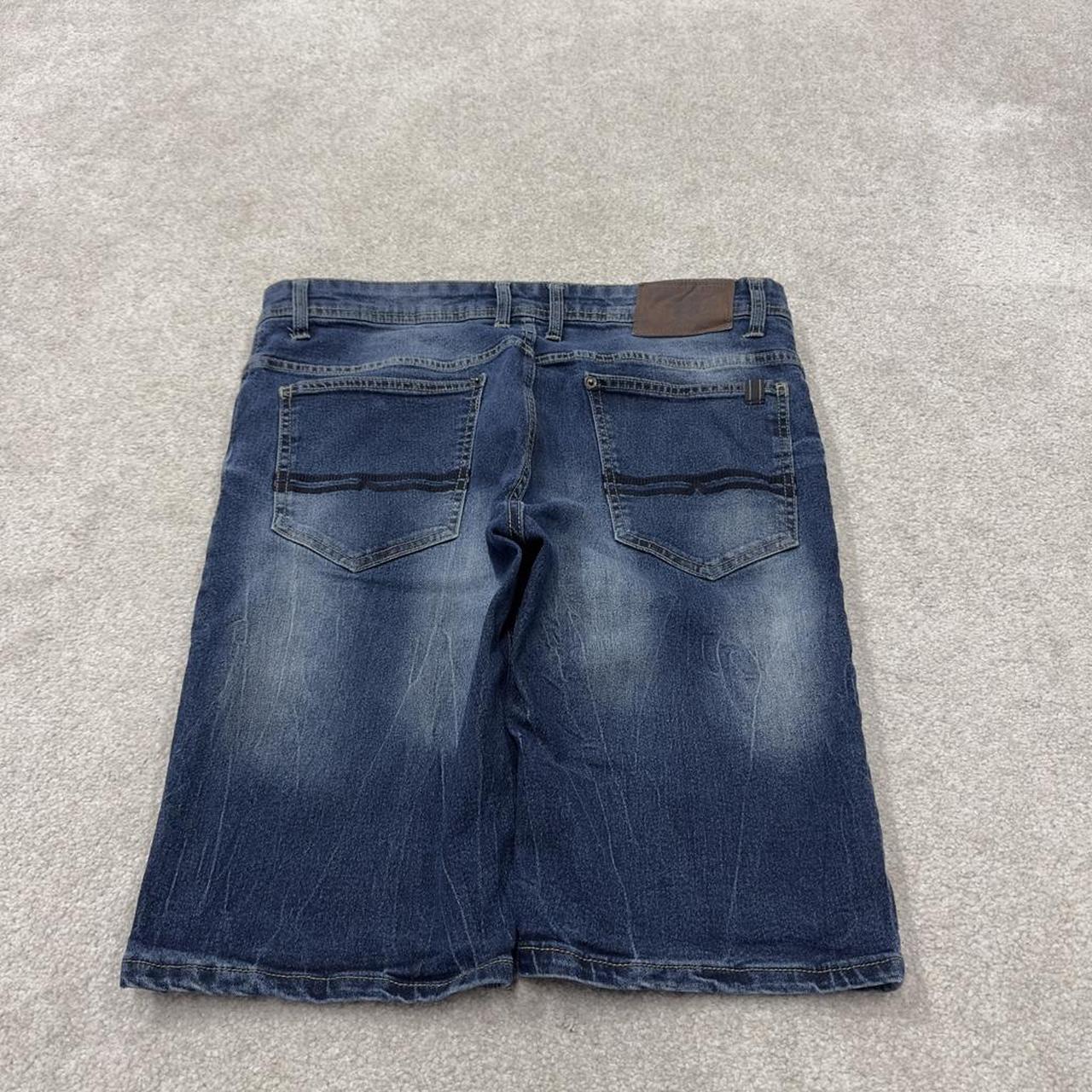 Y2K embroidered denim shorts blue Buffalo David Bitton 5 pocket stretch jorts summer festival