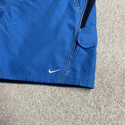 Y2K Nike swim shorts blue Loose floaty sports mesh lined summer holiday shorts