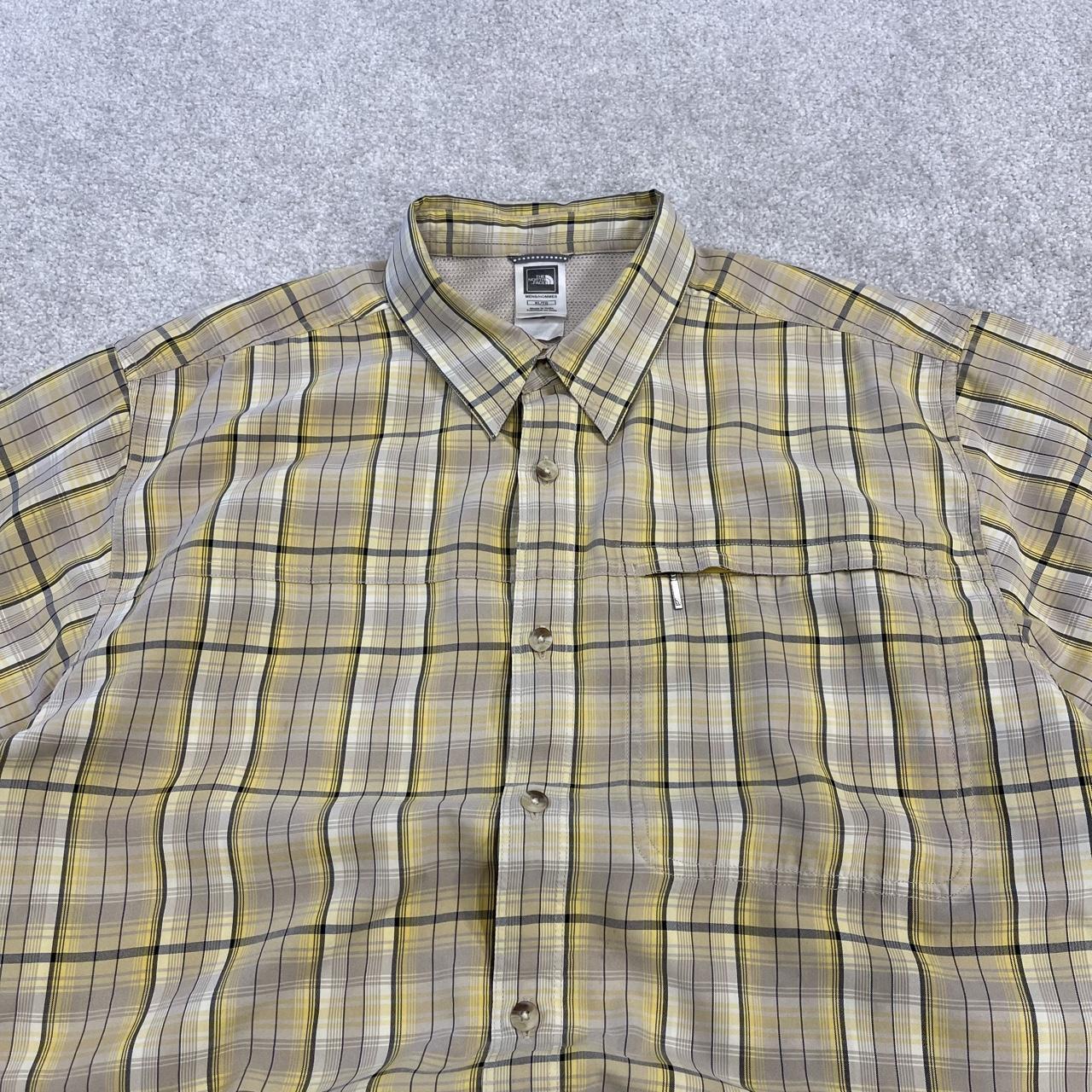 North Face checkered short sleeve shirt yellow TNF Festival style surf check shirt