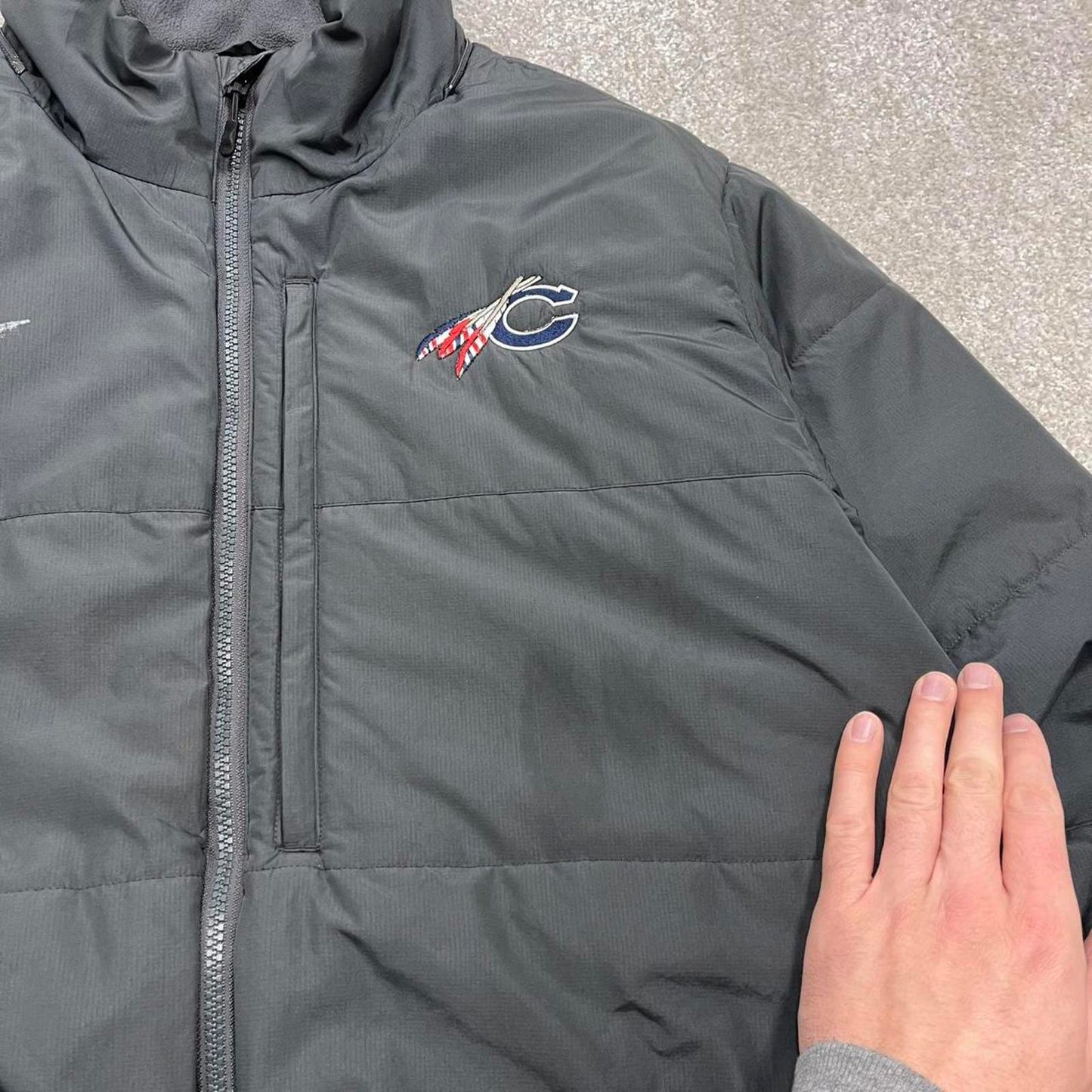 00s Nike jacket y2k style XL men's grey full zip padded windbreaker coat technical