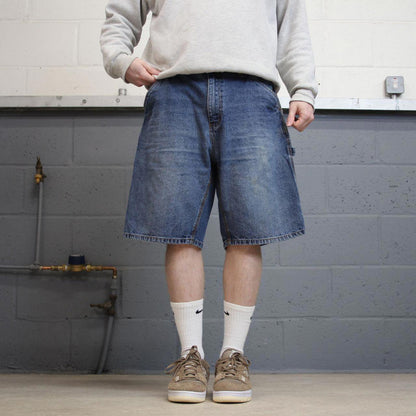 Y2k baggy denim carpenter shorts skater style blue Loose Faded Glory summer festival jorts