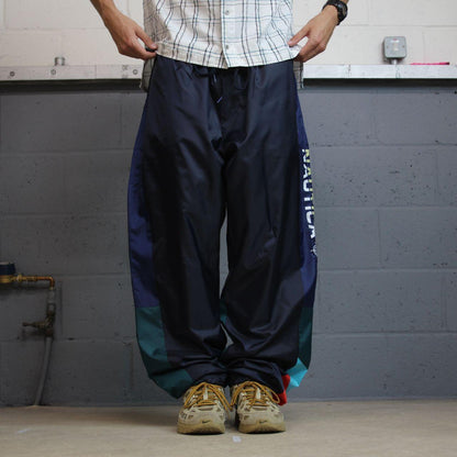 Y2K Nautica colour block baggy tracksuit bottoms navy 3XLT loose mesh lined track pants