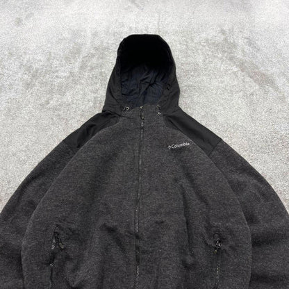 Y2K Columbia technical windbreaker fleece jacket grey Omni-wind hooded tech coat embroidered