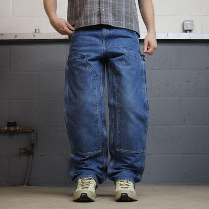 Carhartt double knee carpenter jeans y2k W31L32 blue 100% cotton thick heavy denim American workwear
