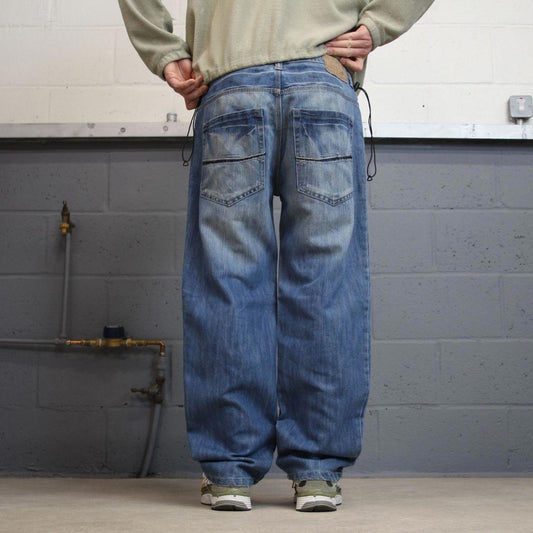 Y2K Southpole jeans embroidered blue Loose straight leg denim skater 00s style pants