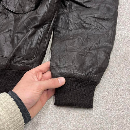 Vintage leather flight aviator bomber jacket brown Air Force boxy genuine leather coat