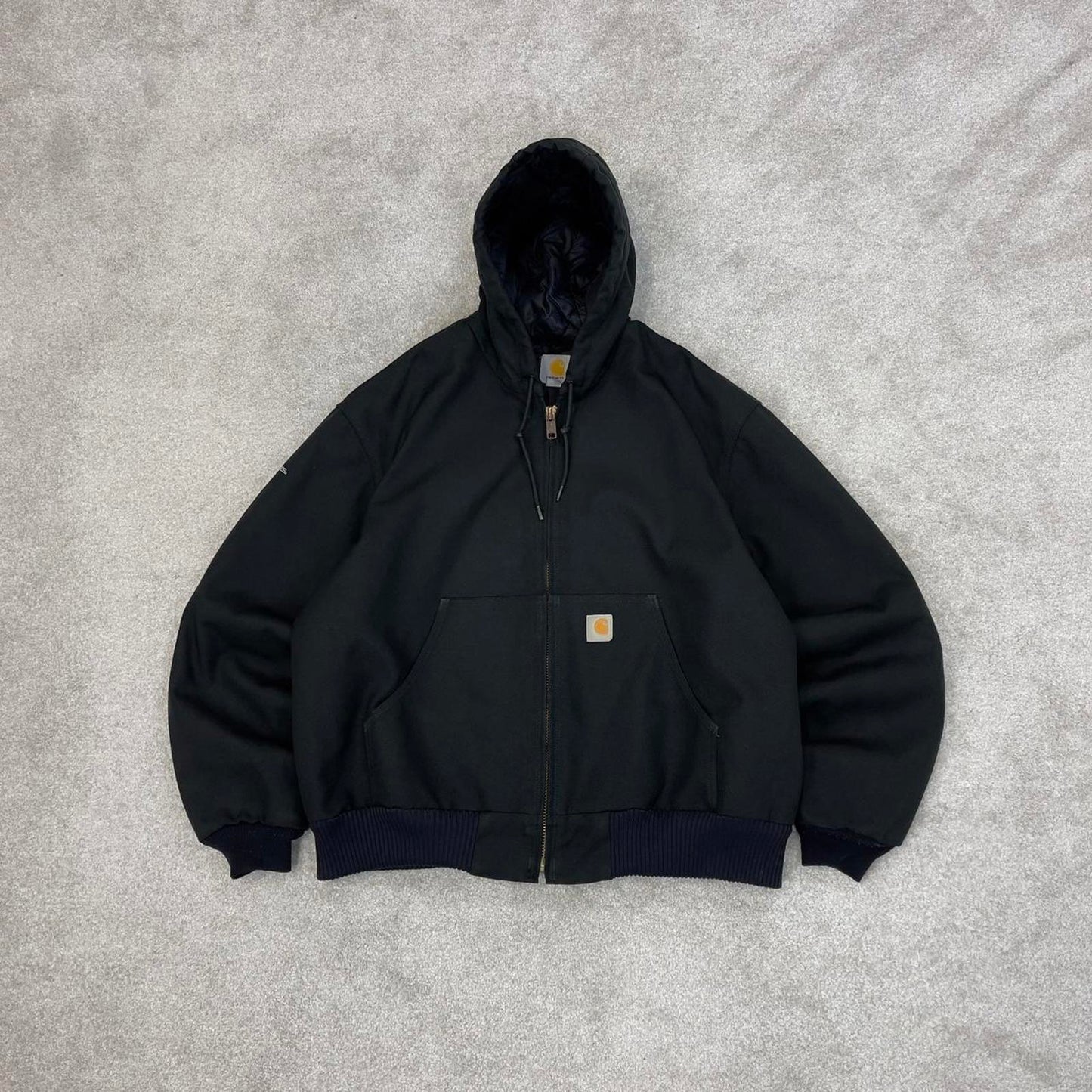 Black hooded Carhartt active jacket L 90s style canvas skater bomber