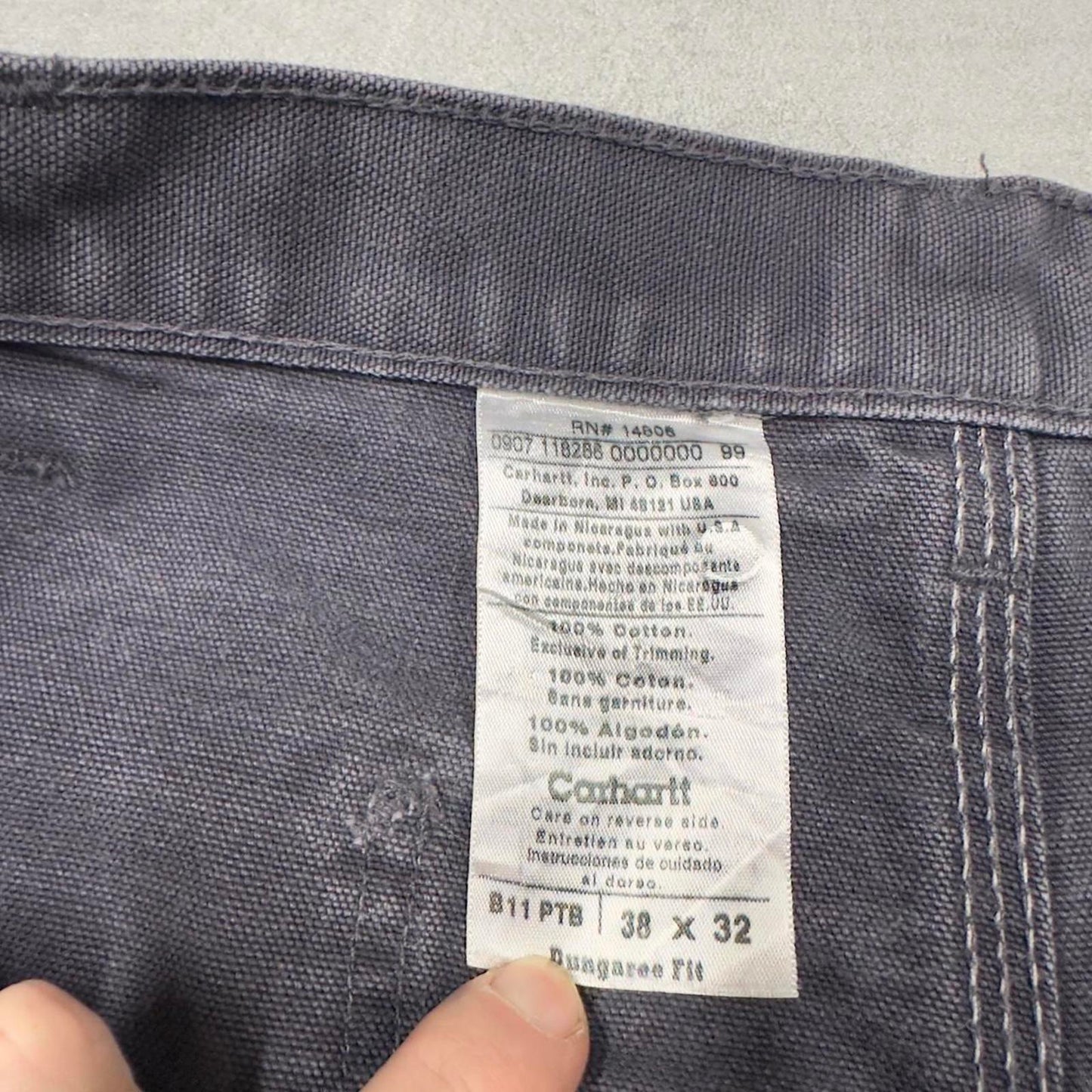 Baggy Carhartt carpenter jeans W38L32 navy grey wide leg canvas 90s skater style cargos