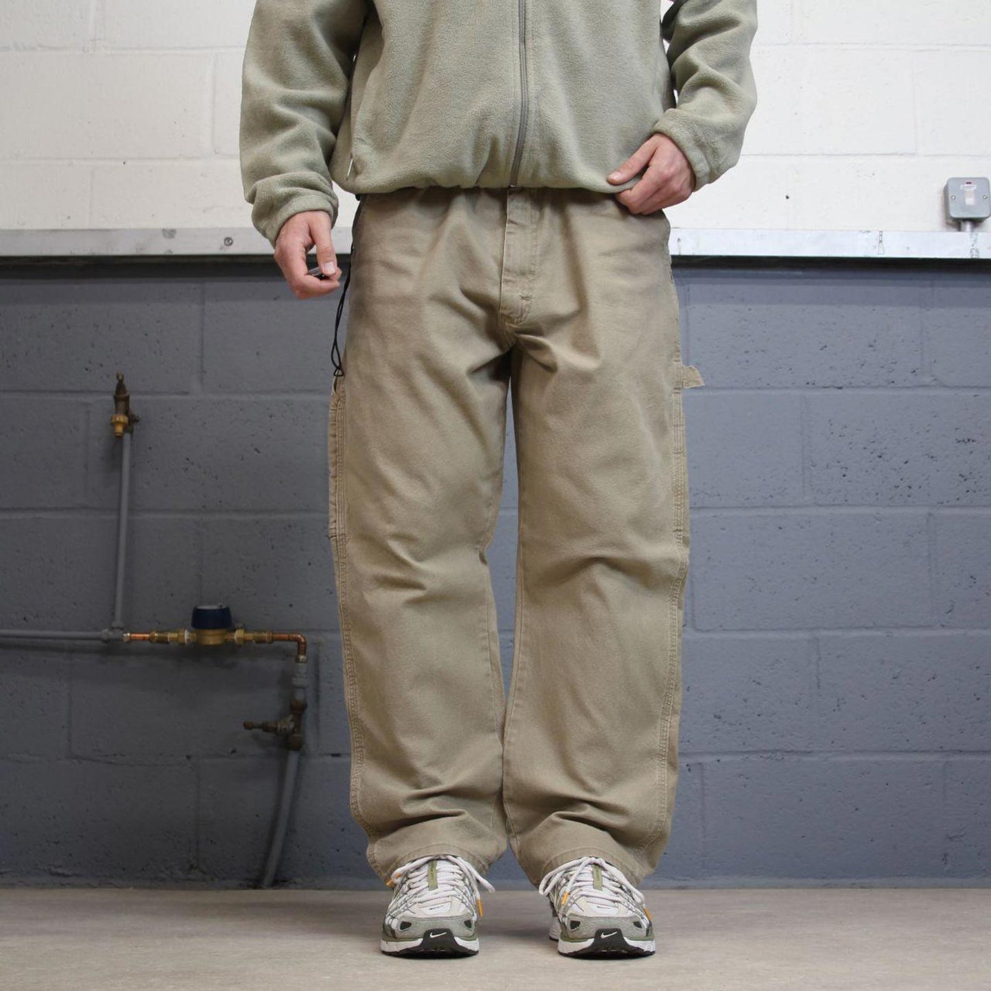 Y2K Wrangler carpenter jeans loose fit khaki Wide leg canvas skate style workwear cargo pants