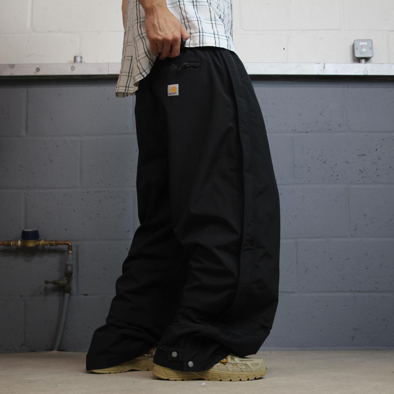Carhartt baggy waterproof trousers y2k black Wide leg mesh lined technical breathable rain pants