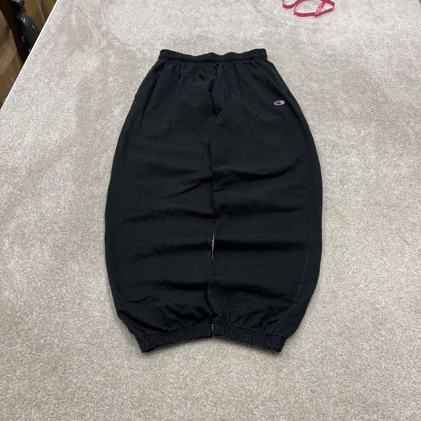 Baggy Champion sweat pants cuffed joggers black loose floaty lightweight tracksuit bottoms