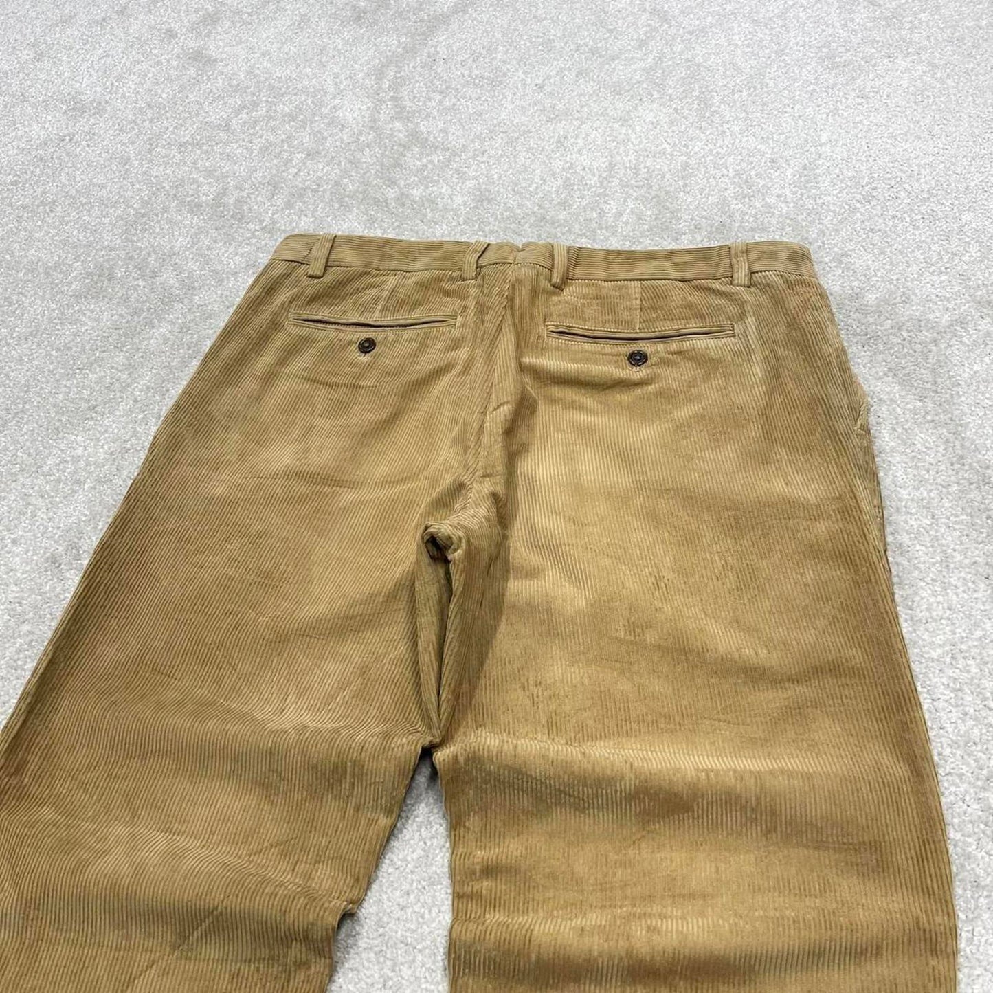 Tan Lands End wide wale corduroy trousers W36L31 baggy jumbo cord pants 90s skate