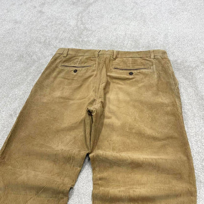 Tan Lands End wide wale corduroy trousers W36L31 baggy jumbo cord pants 90s skate