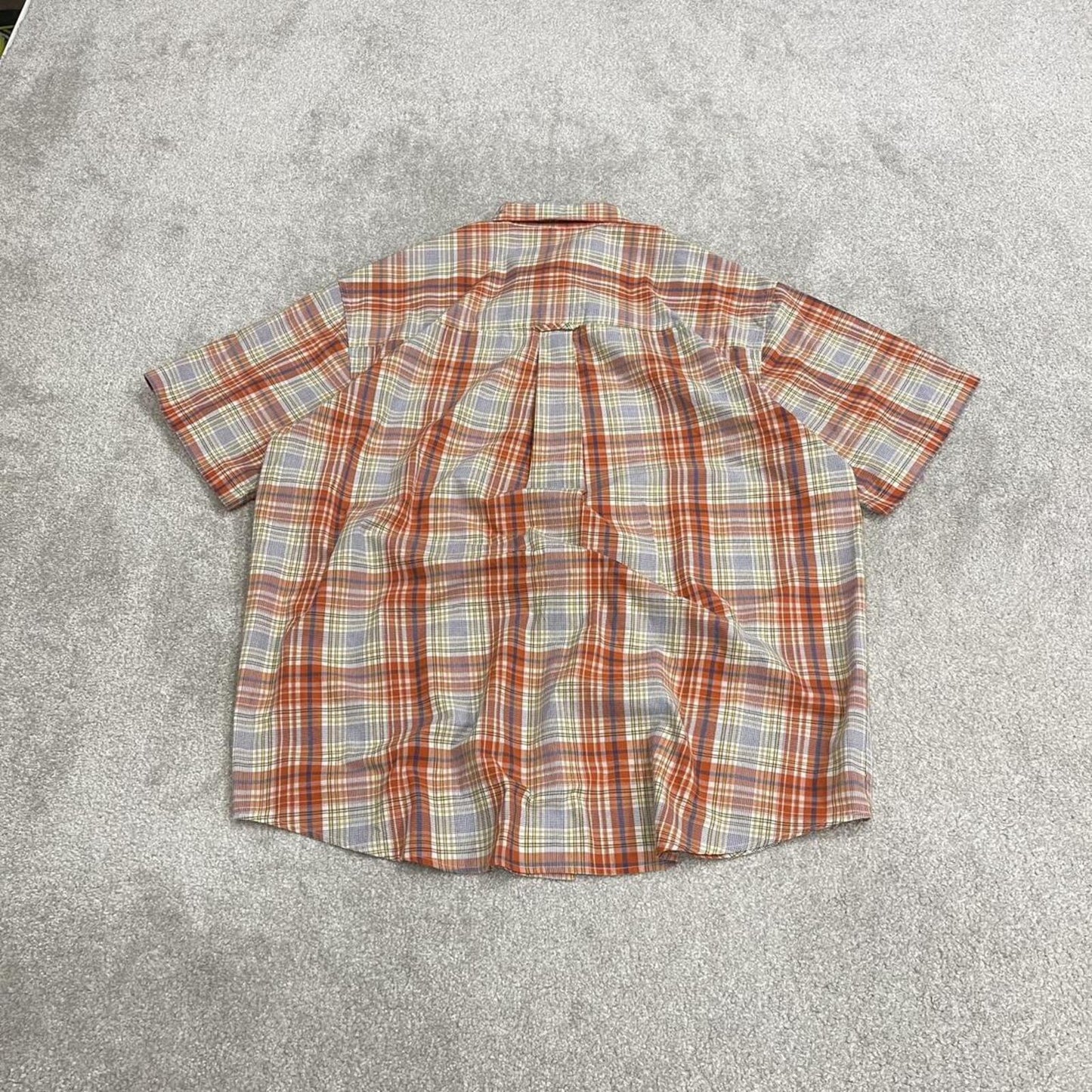 Chaps Ralph Lauren boxy checkered shirt short sleeve orange Surf style check shirt summer festival