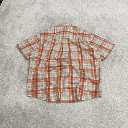 Chaps Ralph Lauren boxy checkered shirt short sleeve orange Surf style check shirt summer festival