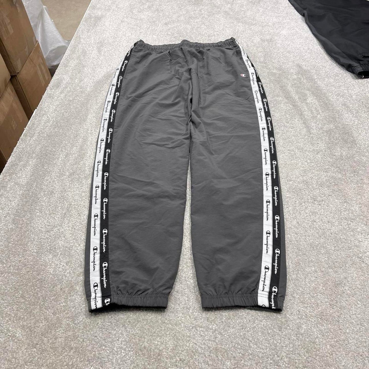 Y2k baggy Champion tracksuit bottoms 2XL loose grey trackies 00s style joggers stripe track pants