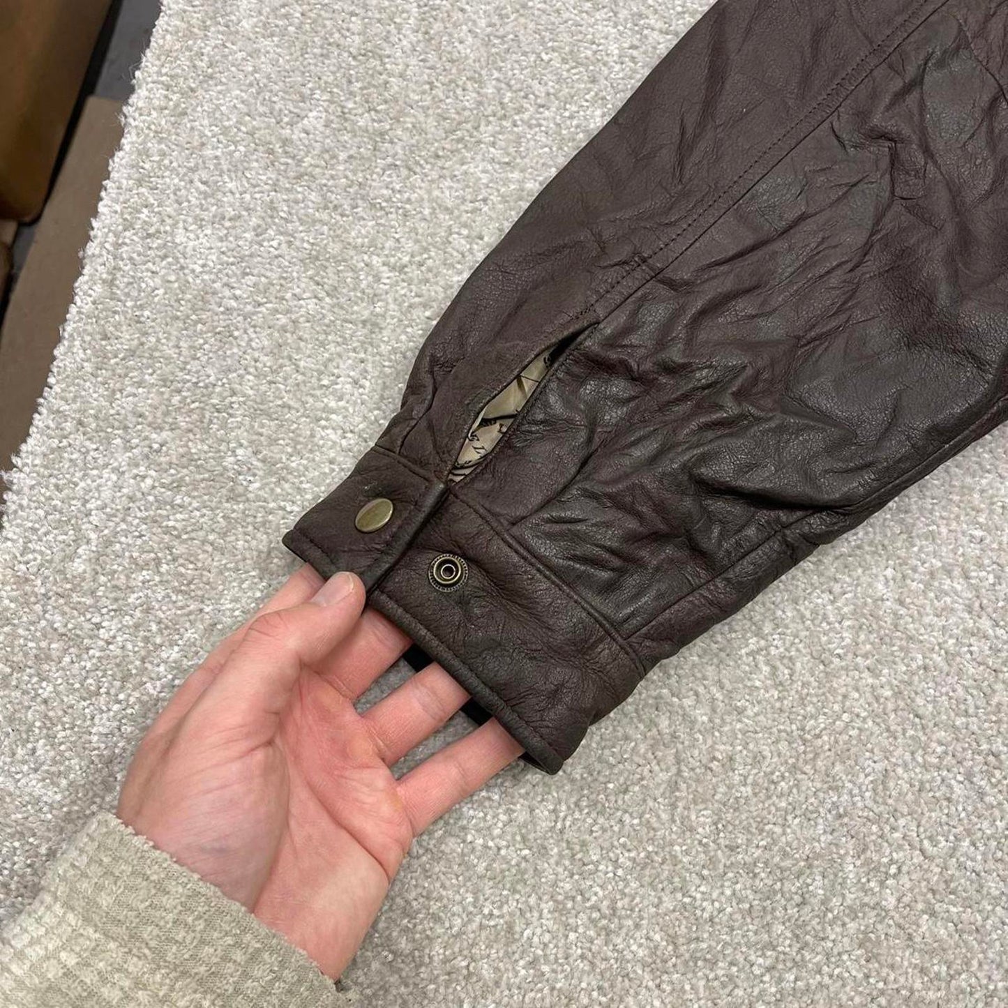 Vintage G3 leather flight aviator bomber jacket brown G-III boxy genuine leather coat