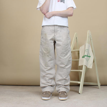 Beige Carhartt carpenter trousers W34L32 loose 90s style skater cargo pants