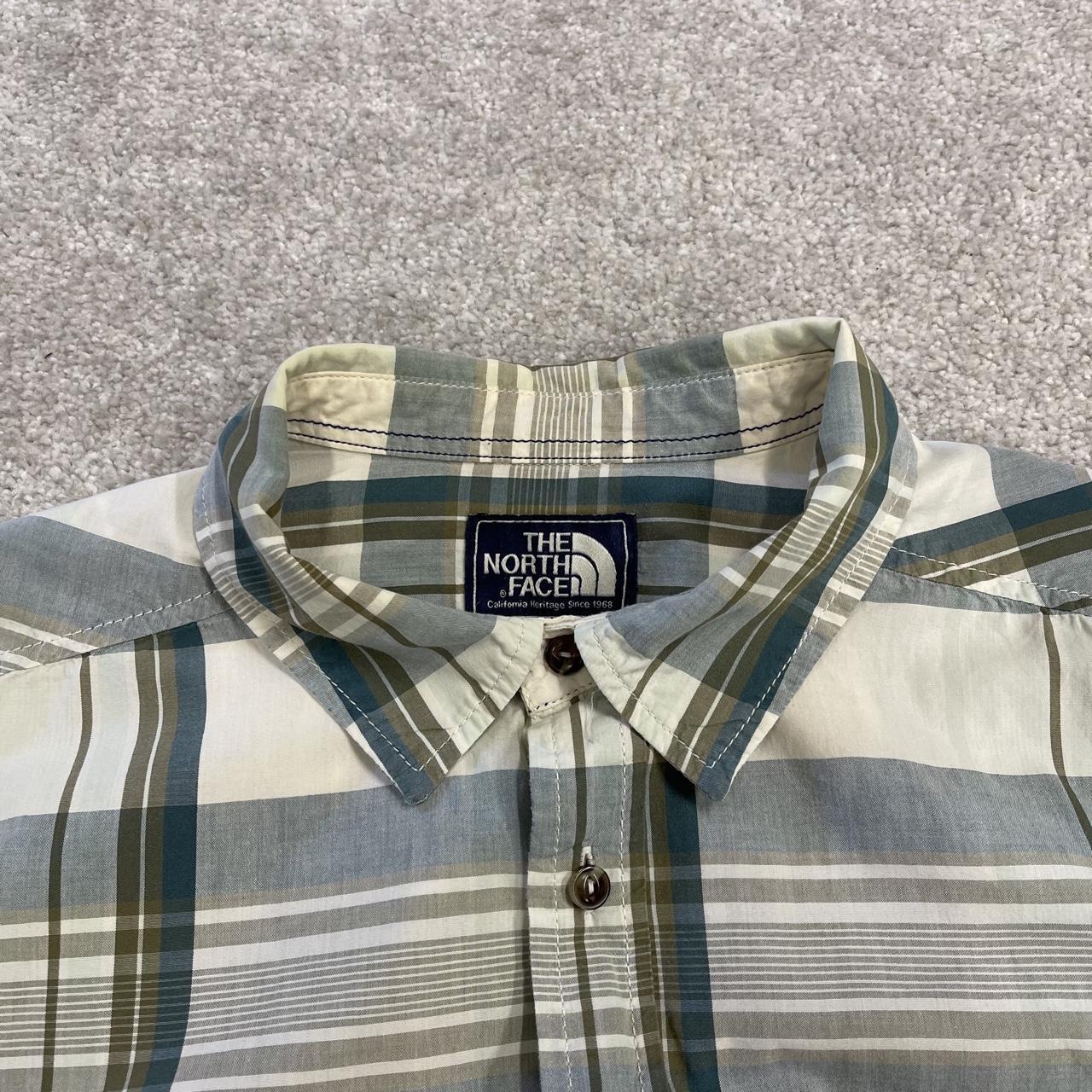 North face checkered short sleeve shirt blue TNF surf style check shirt button down summer