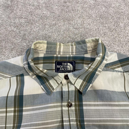 North face checkered short sleeve shirt blue TNF surf style check shirt button down summer